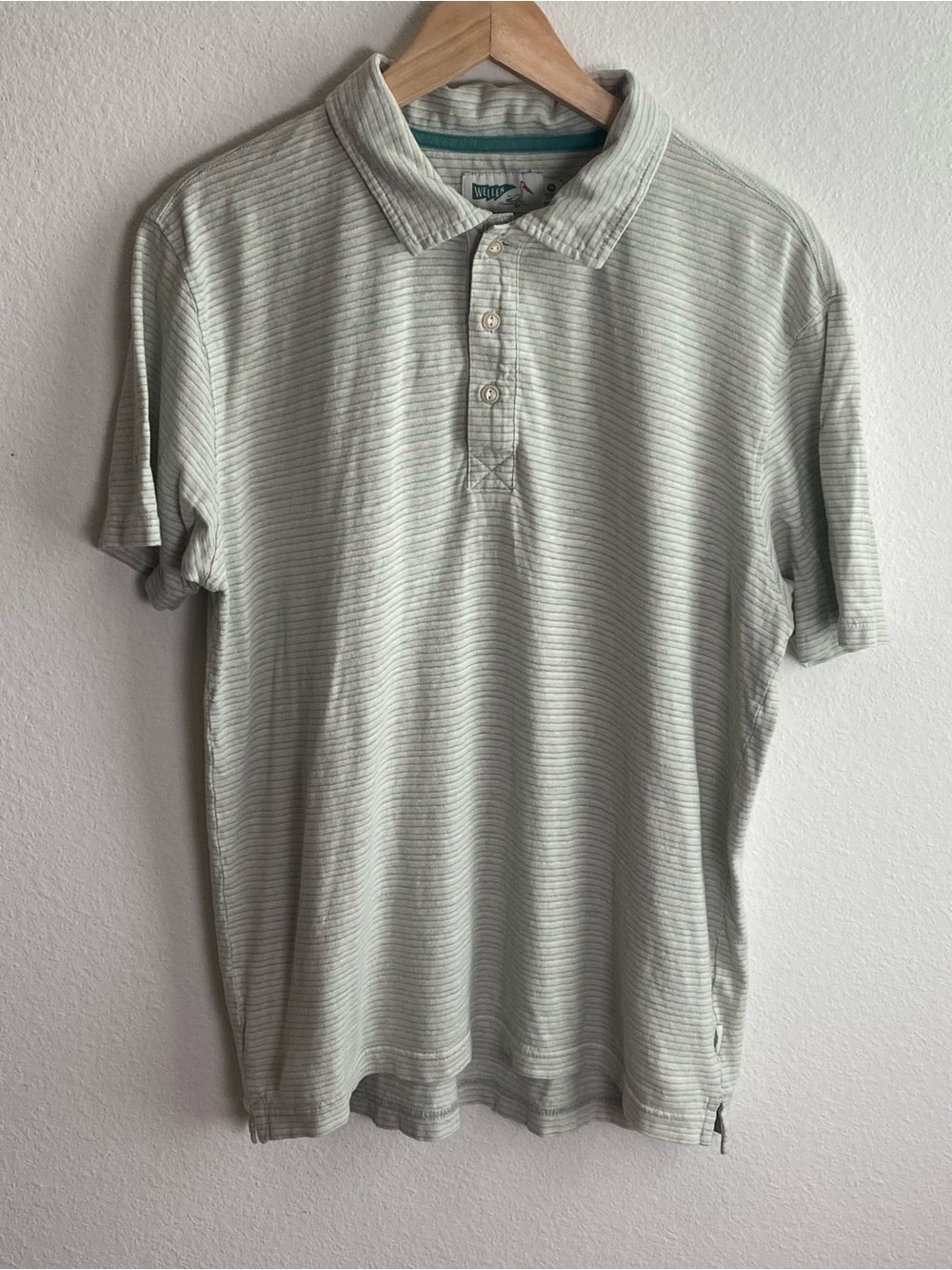 Wellen Striped Polo Shirt Hemp Organic Cotton Green Men Size Medium Huckberry